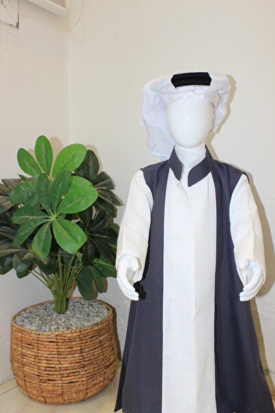 Abaya-AB طقم ولادي 1-ثوب ساده 2- دقله قماش لينن 3-طقم عقال لاصق كامل مع بعض