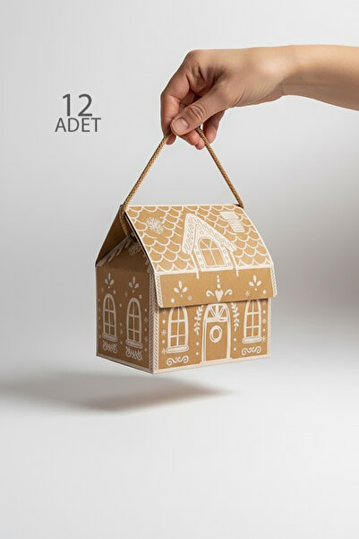 OLİ Art İpli Ev Kutu 2 Adet Hediye Kutusu Kurabiye Kutusu