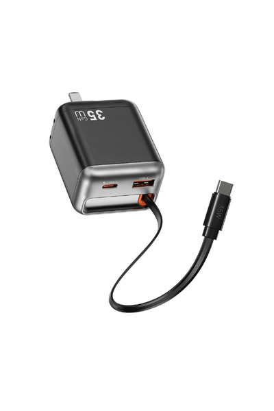 WIWU Helix GaN Faster Charger PD 35W with Built-in Retractable Cable – Wi-G029