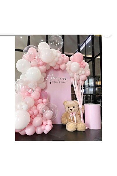 Parti Düşleri Beyaz Makaron Pembe Set