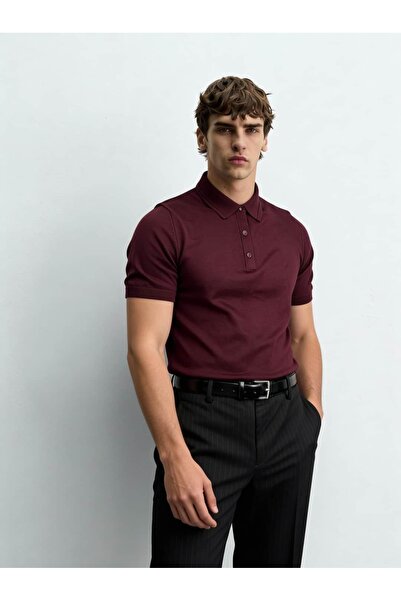 Atelier Old Money Rupert Bordo Kısa Kollu Polo Yaka T-shirt SS7030