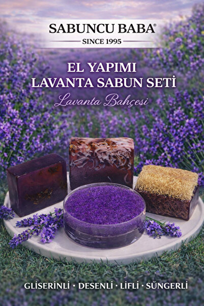 SABUNCU BABA El Yapımı Lavanta Sabunu Seti (Lavanta Bahçesi) | 4’lü Set