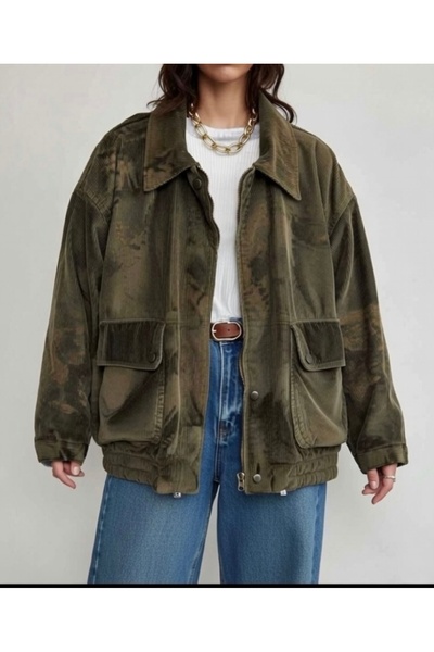 Bizde Ne Yok ki Bomber kadife ceket