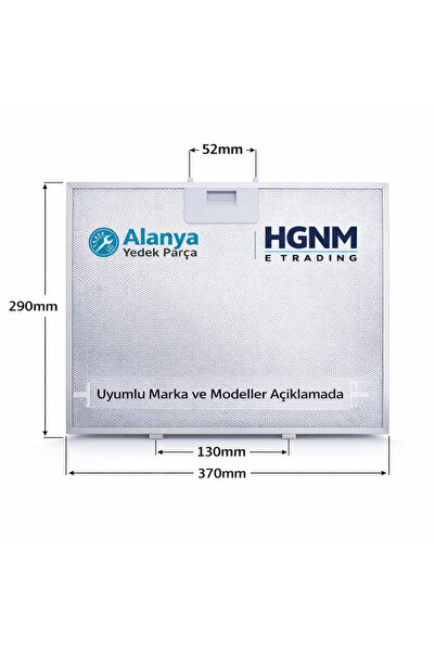 Arçelik Davlumbaz Metal Yağ Filtresi 129732010 | 370x287 mm (37x29 cm) | Beko – Flavel Uyumlu