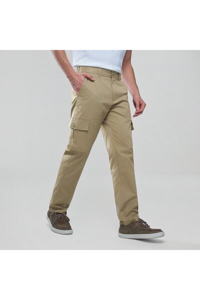 Giordano Men's Twill Relaxed Taper Elastic Waist Khaki Pant