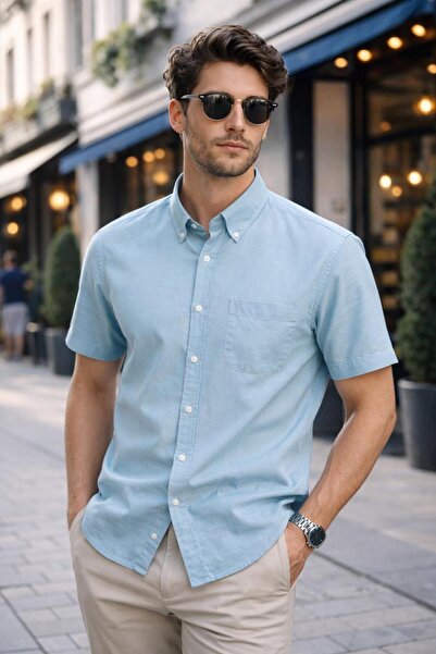 ALnama Men's classic summer shirt with short sleeves