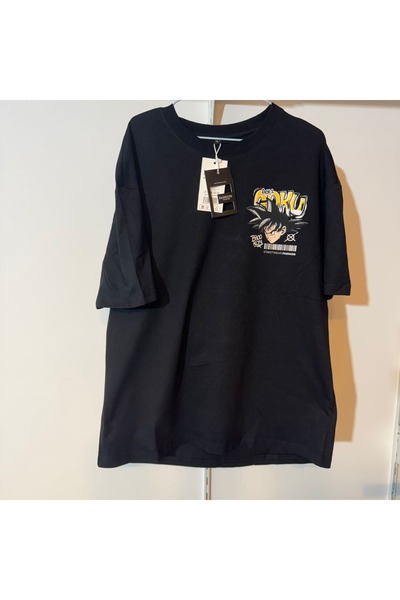 FASHION BLACK MEN'S T-SHIRT, STREETWEAR STYLE, ANIME PRINT, RELAXED FIT