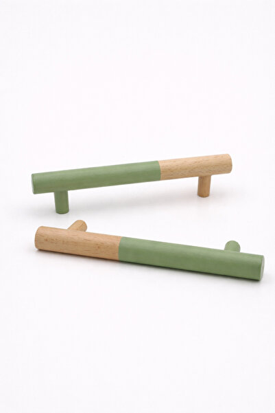 od orient design Adaçayı Yeşili - Naturel Ahşap Çekmece ve Dolap Kulbu 2’li (...