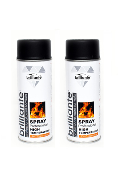 BRILLIANTE Pachet 2 x Vopsea Spray Temperaturi Înalte Negru 400 ml