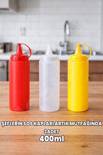 Destpak 400 مل 3 قطع من زجاجات الزيت للصلصة - حاوية الصلصة - حاوية زيت للطهاة...