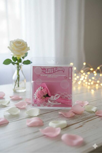 MOBGİFT Aynalı Mini Buket Hot Flowers Gül Kutusu Sevgiliye Hediye Pembe
