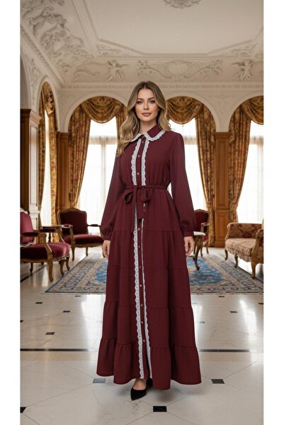 newmisal Women's Lace-Detail Buttoned Dress