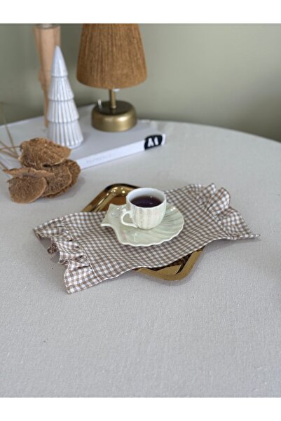 KaiAtelier غطاء صينية من الكتان المزخرف من سيينا