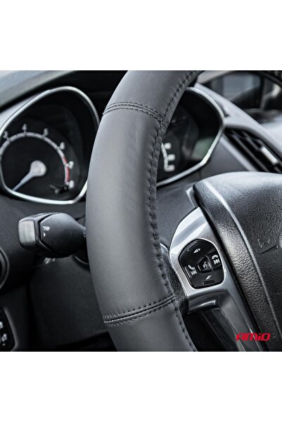 AMIO Genuine Leather Steering Wheel Cover, Black, Size XXL (44-46 cm steering...