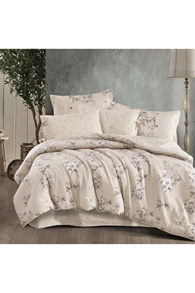 Alhabib bedding Single and a half summer bedspread, dark beige cotton with fl...