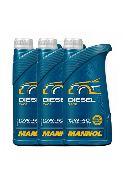 MANNOL Pachet 3 litri Ulei Motor Diesel 15W40 - 1 Litru (Mineral, Protecție E...