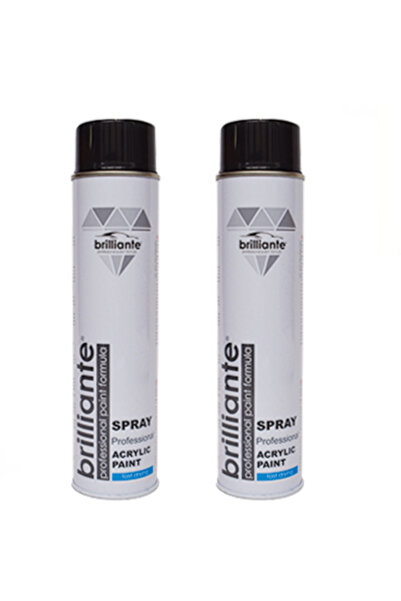BRILLIANTE Pachet 2 x Vopsea Spray Acrilică Negru Lucios RAL 9005 600 ml