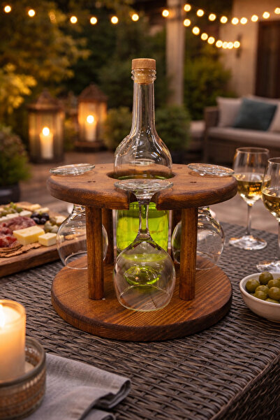 CNC WOOD STYLE Ahşap Kadehlik Şarap Standı Şık Düzenleyici