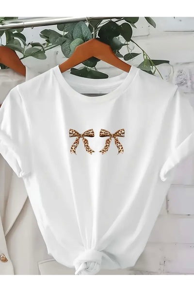 FUFLUNS Double Leopard Ribbon Printed Unisex Women'S/Men's Oversize Crewneck ...