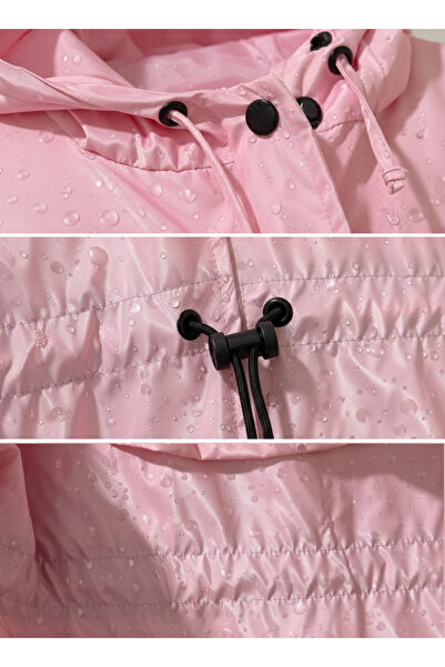 inebolu kids معطف واق من المطر للفتيات بقلنسوة وجيوب وتصميم ثلاثي الأبعاد