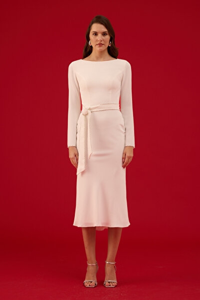 Carmen Beyaz Uzun Kollu Söz Elbisesi Nikah Elbisesi