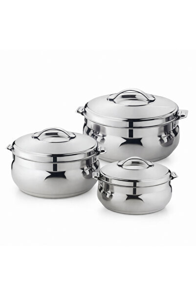 Biki Classic stainless steel 3-piece food container set with thermal insulati...