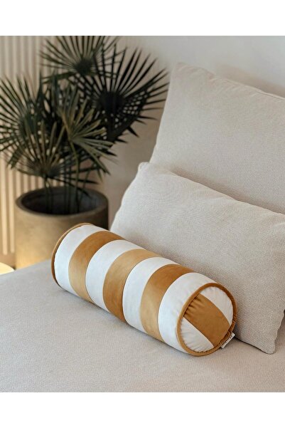 Hestia Home Pernă cilindrică din catifea cu dungi