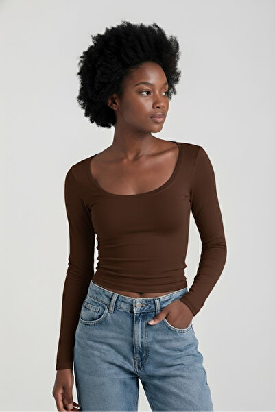 World Fashion Trends Ultrsa Soft Oval Neck Premium Flexible Long Sleeve Crop ...