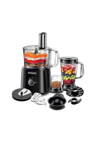 BLACK +Decker 5-in-1 Food Processor 750W | 2L Bowl & 1.8L Blender Jar