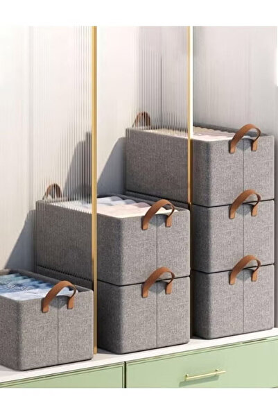 Cady One Foldable fabric storage box and clothes organizer with convenient si...