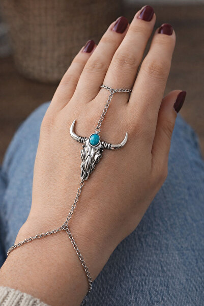 tutu tasarım alaçatı سوار خاتم شاهميران مرصع بحجر الفيروز مع شكل رأس الثور - ...