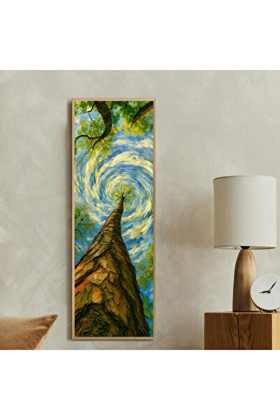 Tuba Decor Tek Parça Gerçek Ahşap dikey Panorama Çerçeveli Tablo