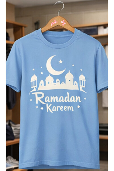 Pink Sky Ramazan1 Kareem Patterned Unisex Cotton Summer T-Shirt