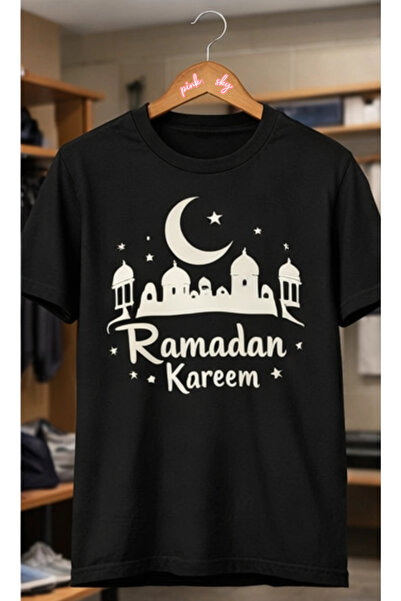 Pink Sky Ramazan1 Kareem Patterned Unisex Cotton Summer T-Shirt