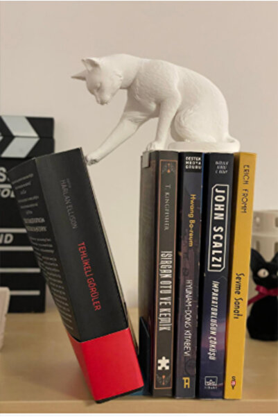 AtölyeMatris Semn de carte Pisică obraznică Culoare albă IMPRIMARE 3D PLASTIC...