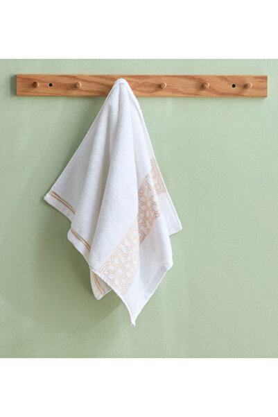 Generic White Haven Layali Noor Lurex Patterned Cotton Hand Towel - 40 x 70 cm