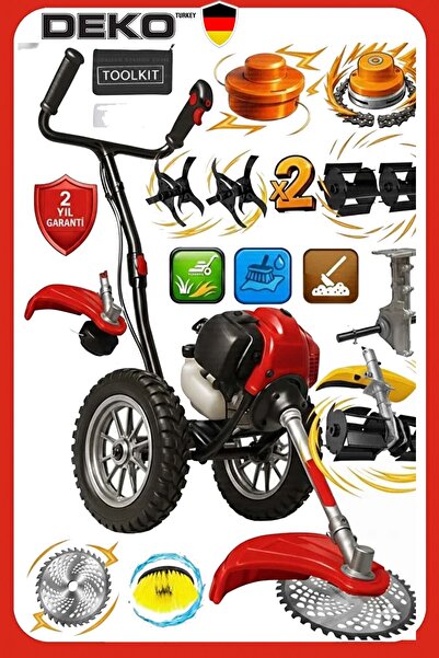 DEKO TURKEY DX5800 Tekerlekli Benzinli Motorlu Ot Çalı Tırpanı Çim Biçme Maki...