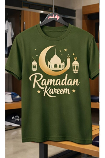 Pink Sky Ramazan1 Kareem Patterned Unisex Cotton Summer T-Shirt