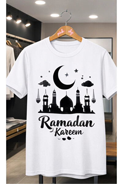 Pink Sky Ramazan1 Kareem Patterned Unisex Cotton Summer T-Shirt