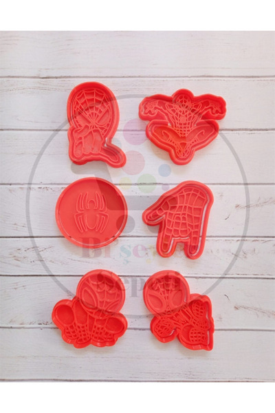 Bi'şeyler Sepeti Spider-Man Themed Cookie Mold - Cookie Cutter 6 Figures 12 P...