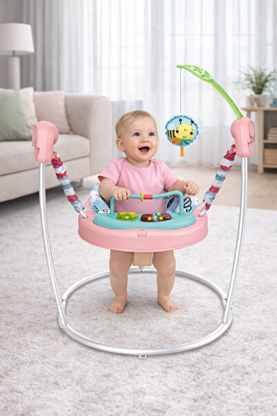 Tiibaby نطيطة الأطفال التعليمية 2 في 1 مع موسيقى وأضواء - مركز أنشطة وقفز للأ...