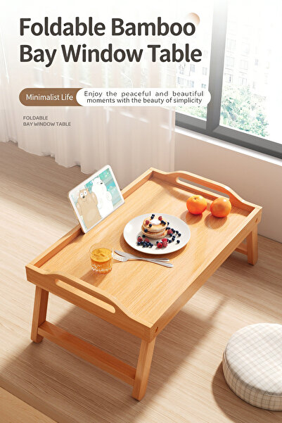 dida-cosmos Tray Table, Foldable, Made Of Bamboo, Small Dining Table-50*28*20cm