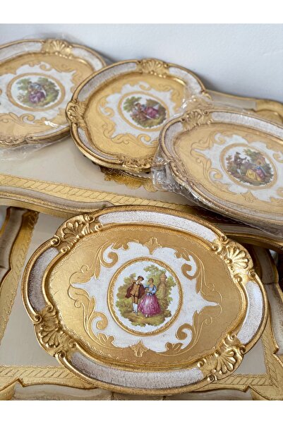 LM Esterhomedecor 4-Piece Original Italian Rosewood Presentation Tray 30cm Tr...