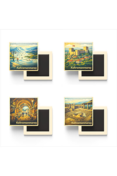 iBerk Mıknatıslı Buzdolap Magneti - Kahramanmaraş - 4'lü Memleket Seti - 9x9 ...