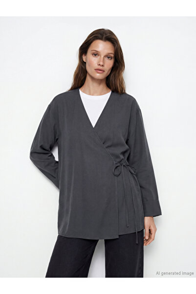 LC Waikiki NOUL SEZON DE LA GÜLİS GİYİM: Kimono gri Kruv decolteu petrecut în...