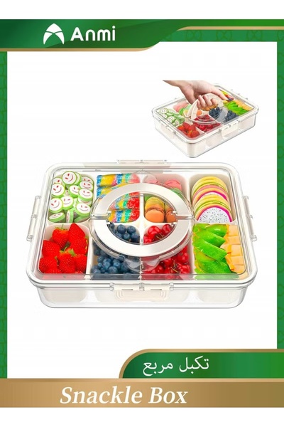 Anmi New Snackle Box, Divided Serving Tray with Lid and Handle,Food Container...