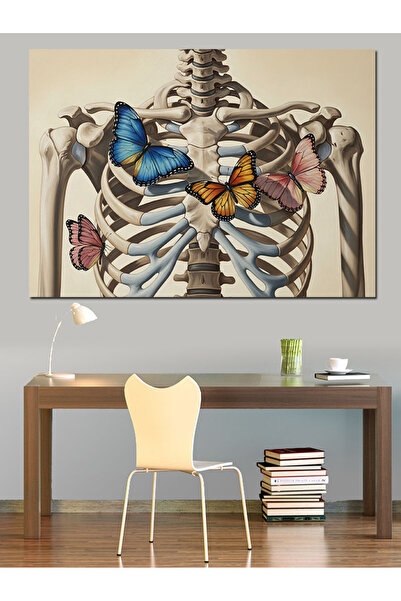Tablo Mega Çiçekli Kaburga Anatomik Sanat Dekoratif Kanvas - Mdf Ahşap Tablo