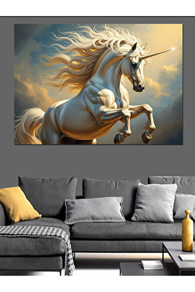 Artmeg Pânză decorativă Calul în galop cu unicorn - Masă din lemn MDF