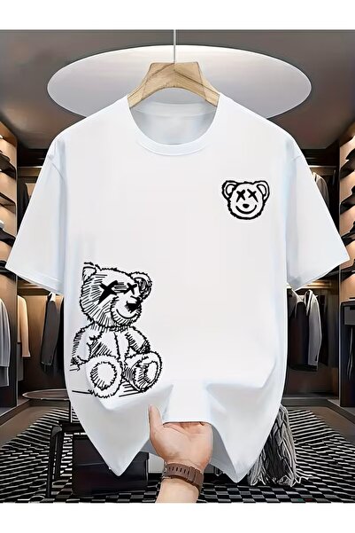 oneagılyazı Μπλουζάκι με στάμπα Fashion Bear, με στρογγυλή λαιμόκοψη