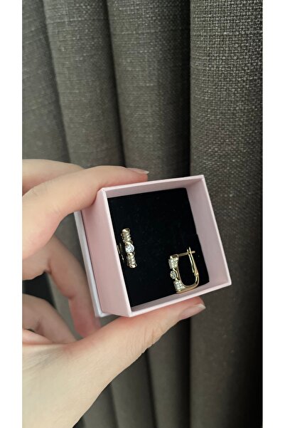 ATELİER GİZEM Kadın kararmaz 14 k gold antialerjik çelik küpe